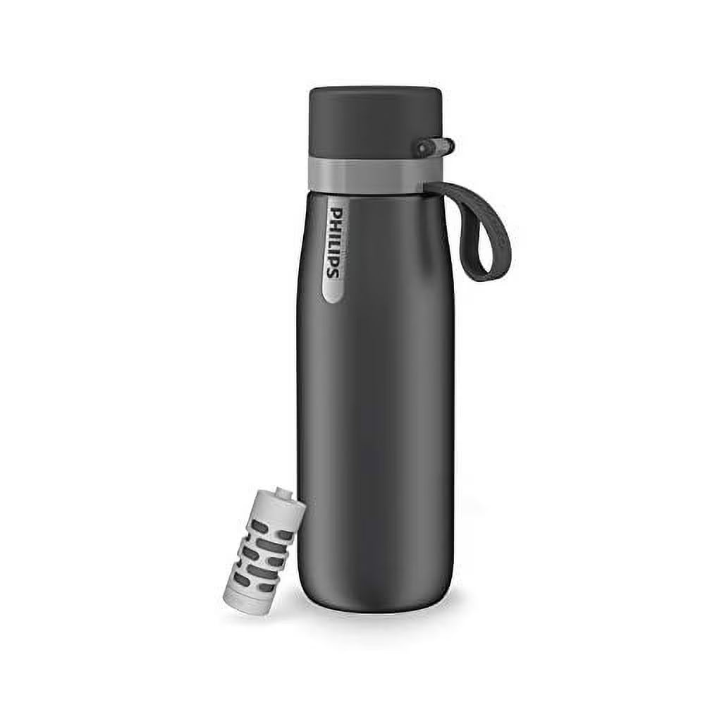 Insulated Stainless-Steel Water Bottle With Filter, 18.6 Oz, Gray Z6299