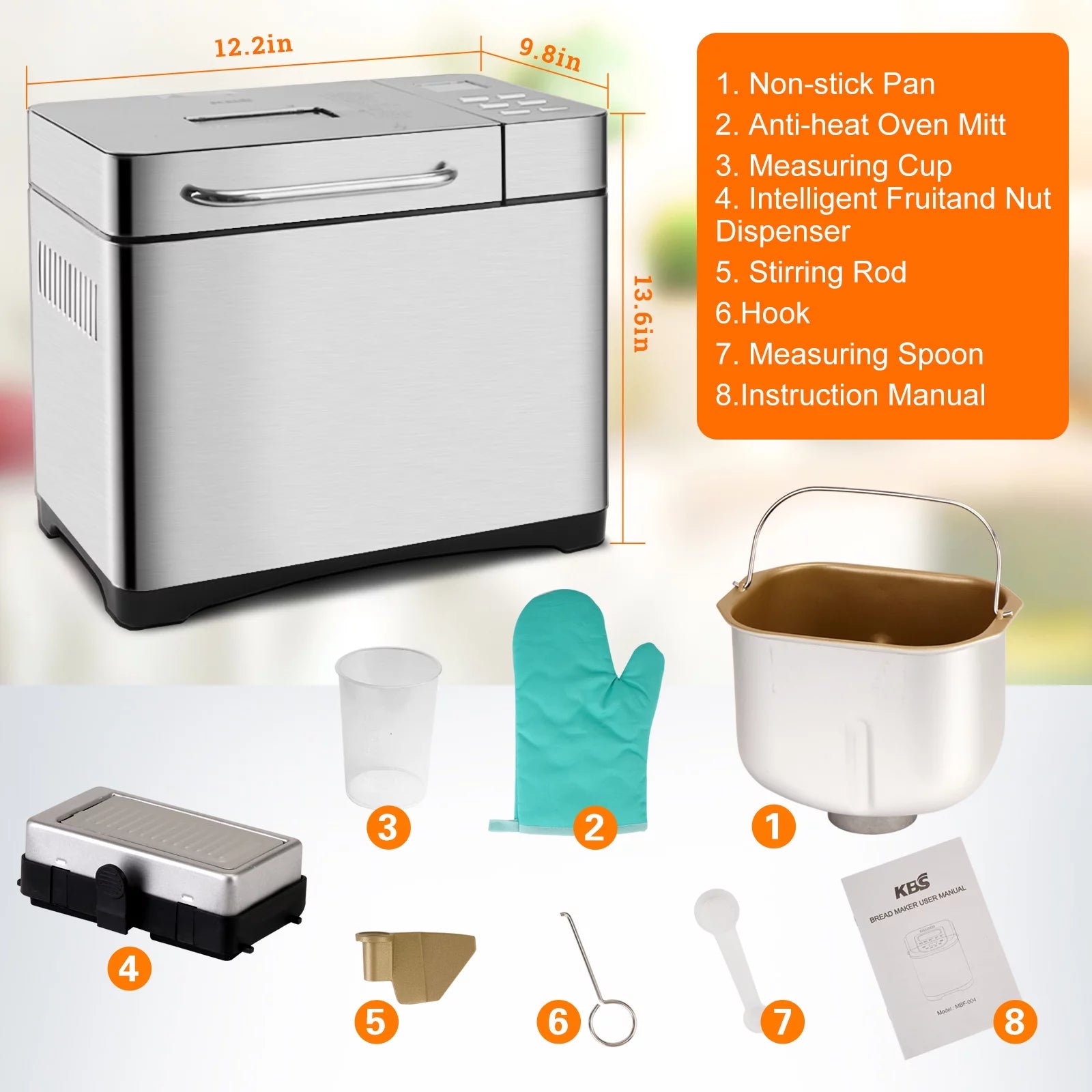 19-in-1 2LB Stainless Steel Bread Maker L4603