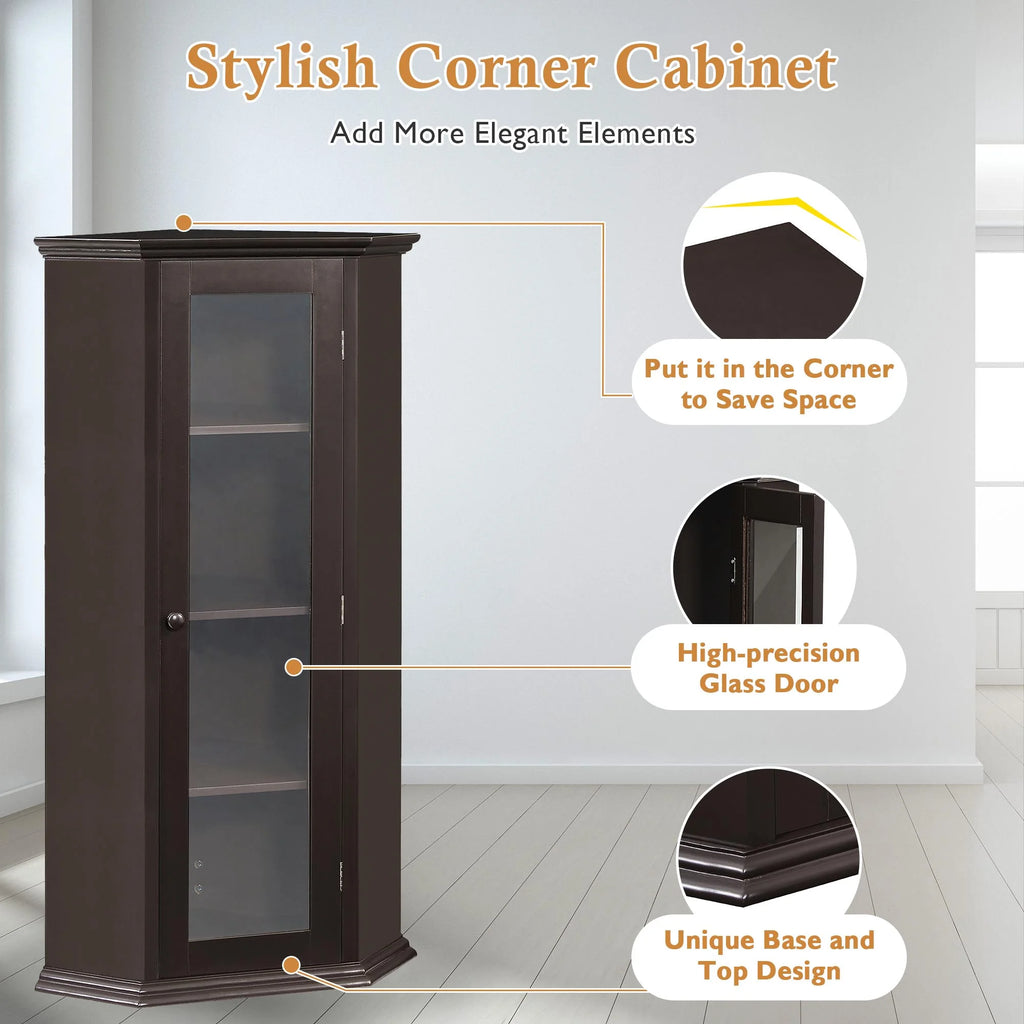 Freestanding Bathroom Cabinet with Glass Door, MDF Board with Painted Finish U6960