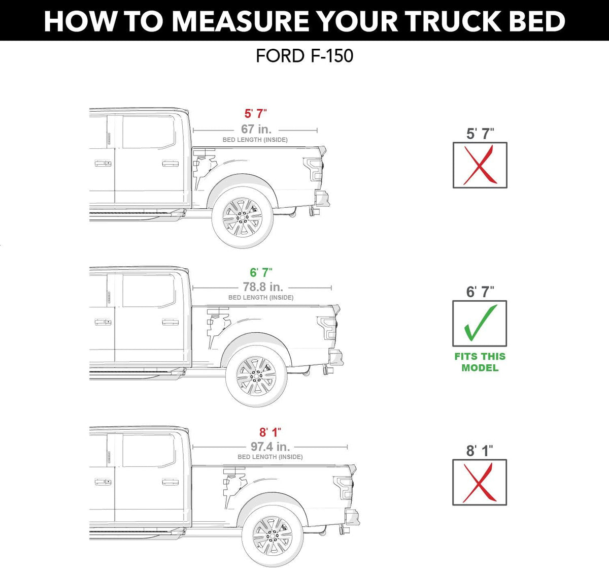 Hard Tri-Fold Truck Bed Tonneau Cover for Ford F-150 6' 7" Bed Z752