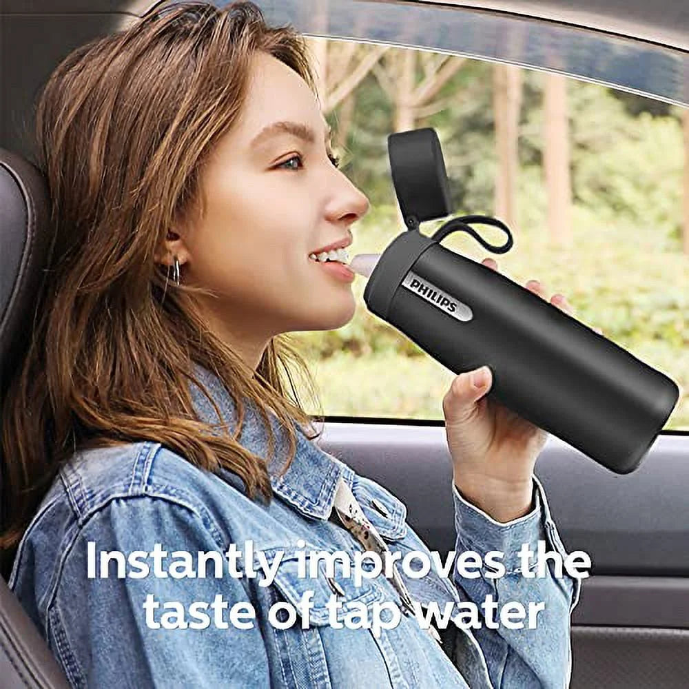 Insulated Stainless-Steel Water Bottle With Filter, 18.6 Oz, Gray Z6299