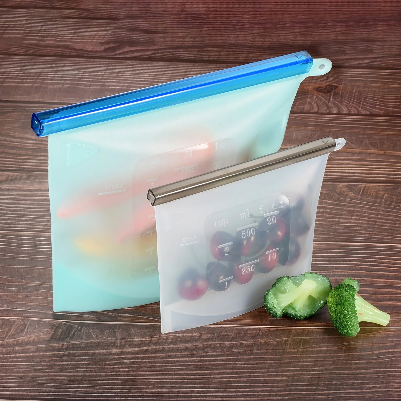 Multicolor Silicone Reusable Food Storage Bags 4Pcs K551890