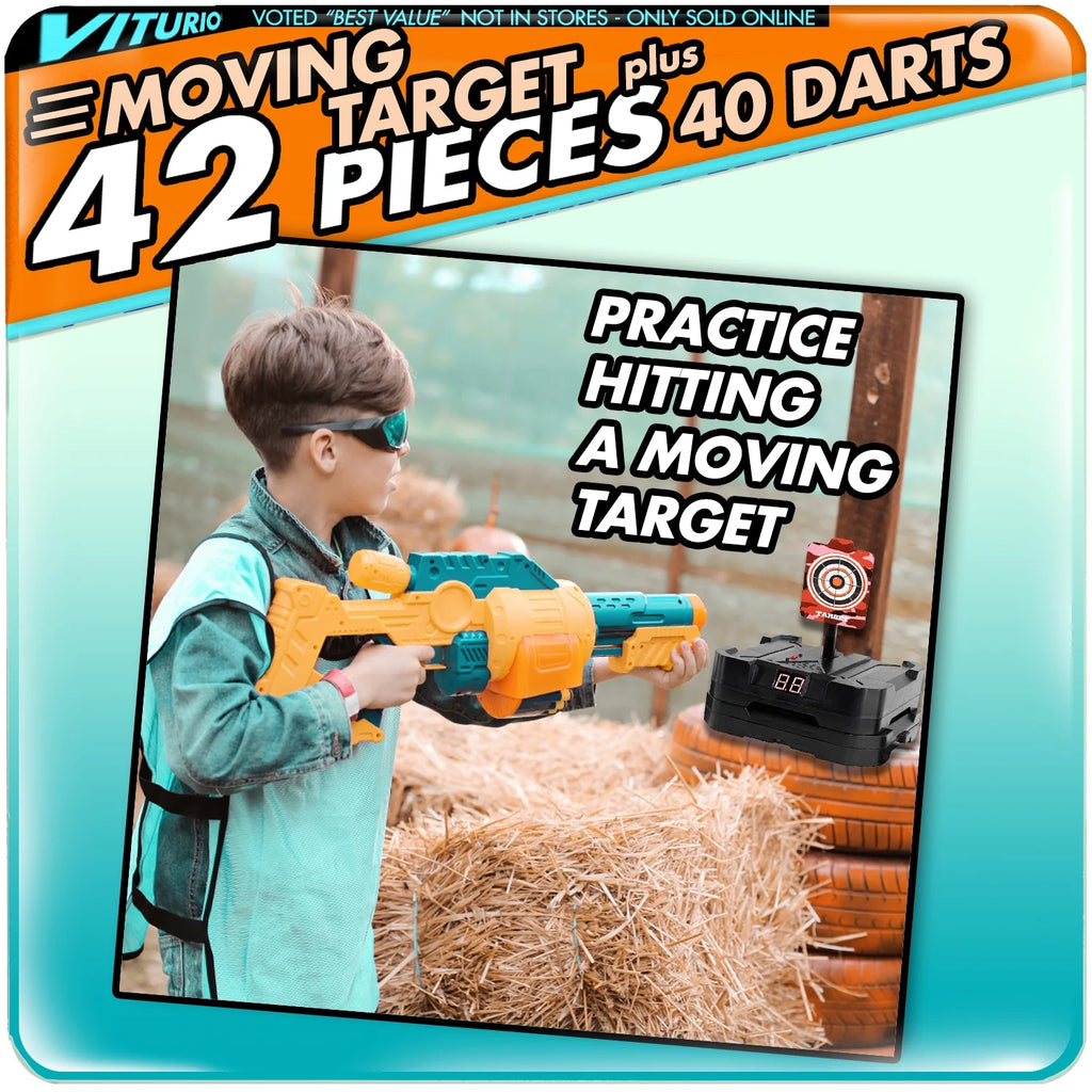 43pc Electronic Digital Moving Target with 40 Soft Darts 2 Wristbands V427