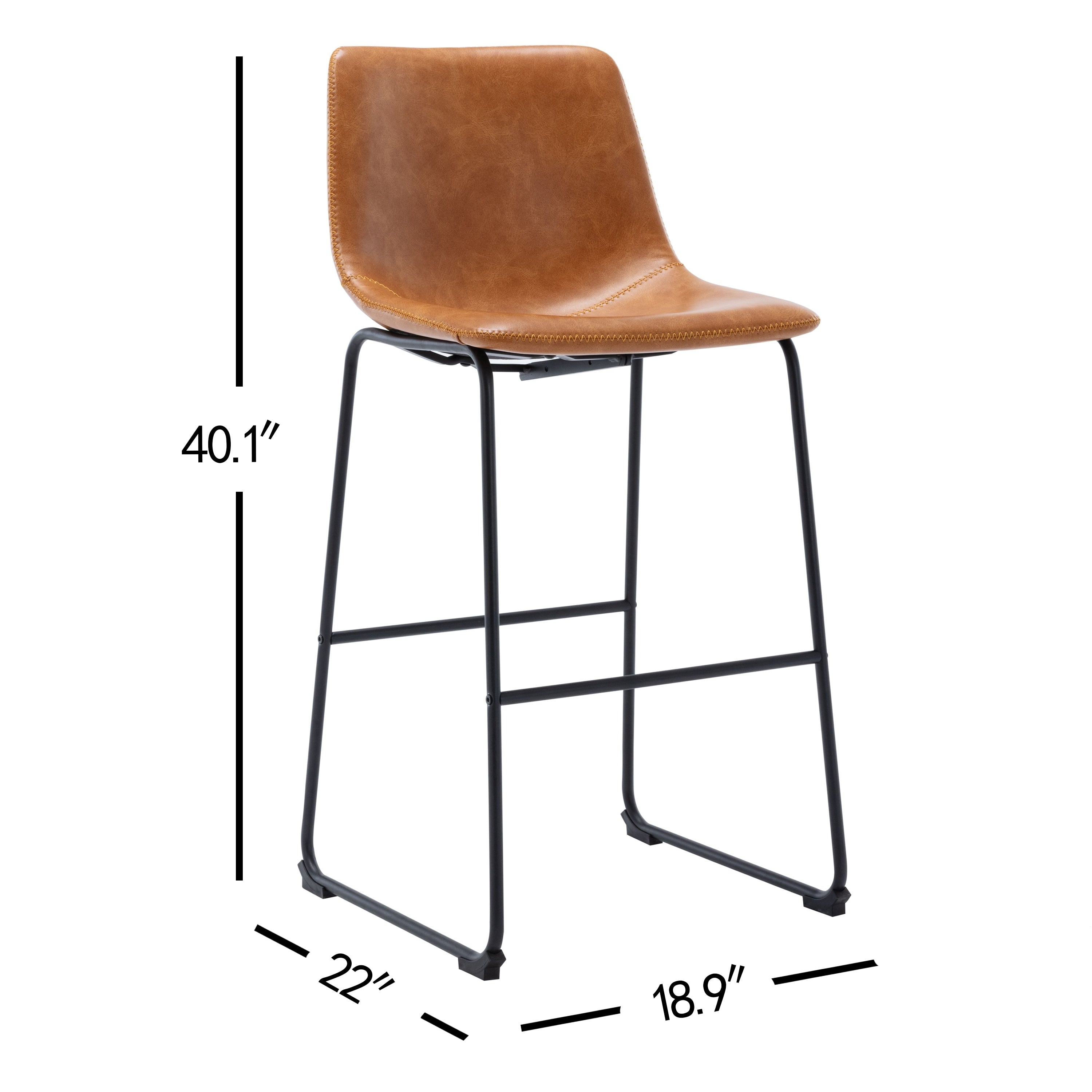 Faux Leather 30-inch Bar Stool (Set of 2) Camel X572