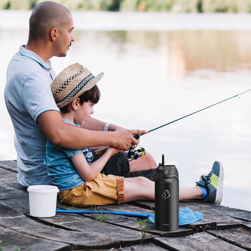 32oz Insulated Stainless Steel Water Bottle with Straw Lid and Flex Cap H681637