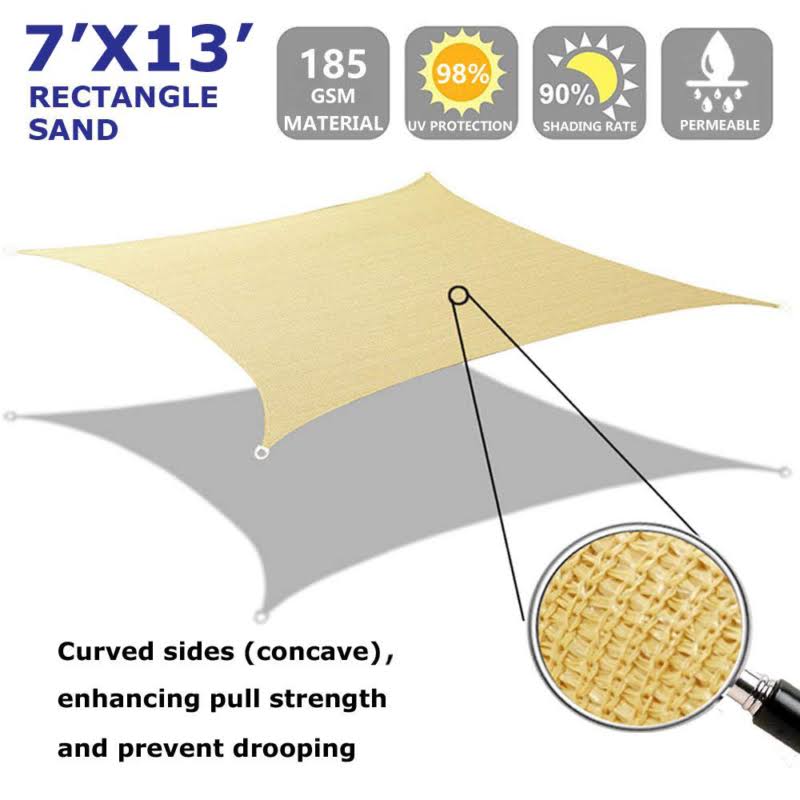 7x13 Rectangle Sun Shade Sail Canopy Sunshade K1294