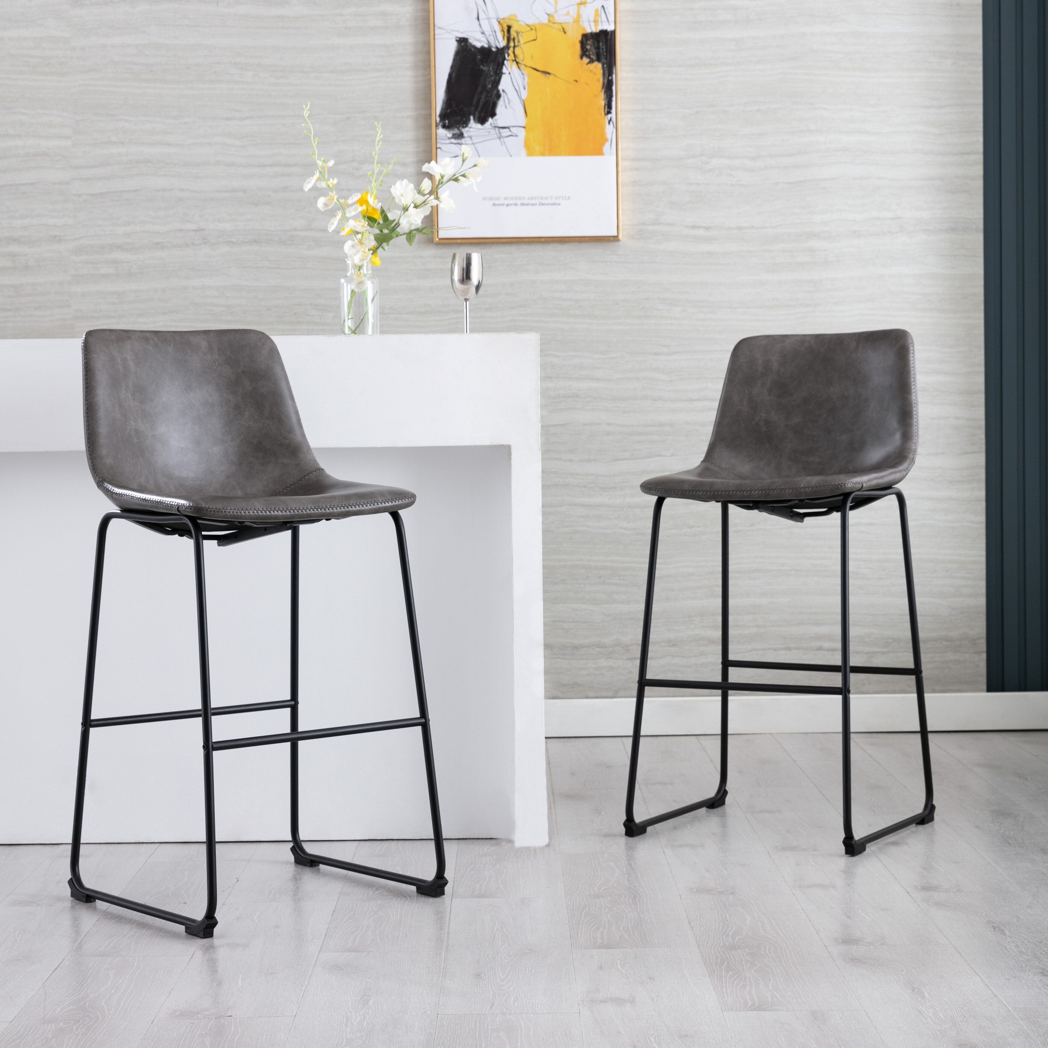 Faux Leather 30-inch Bar Stool (Set of 2) Camel X572
