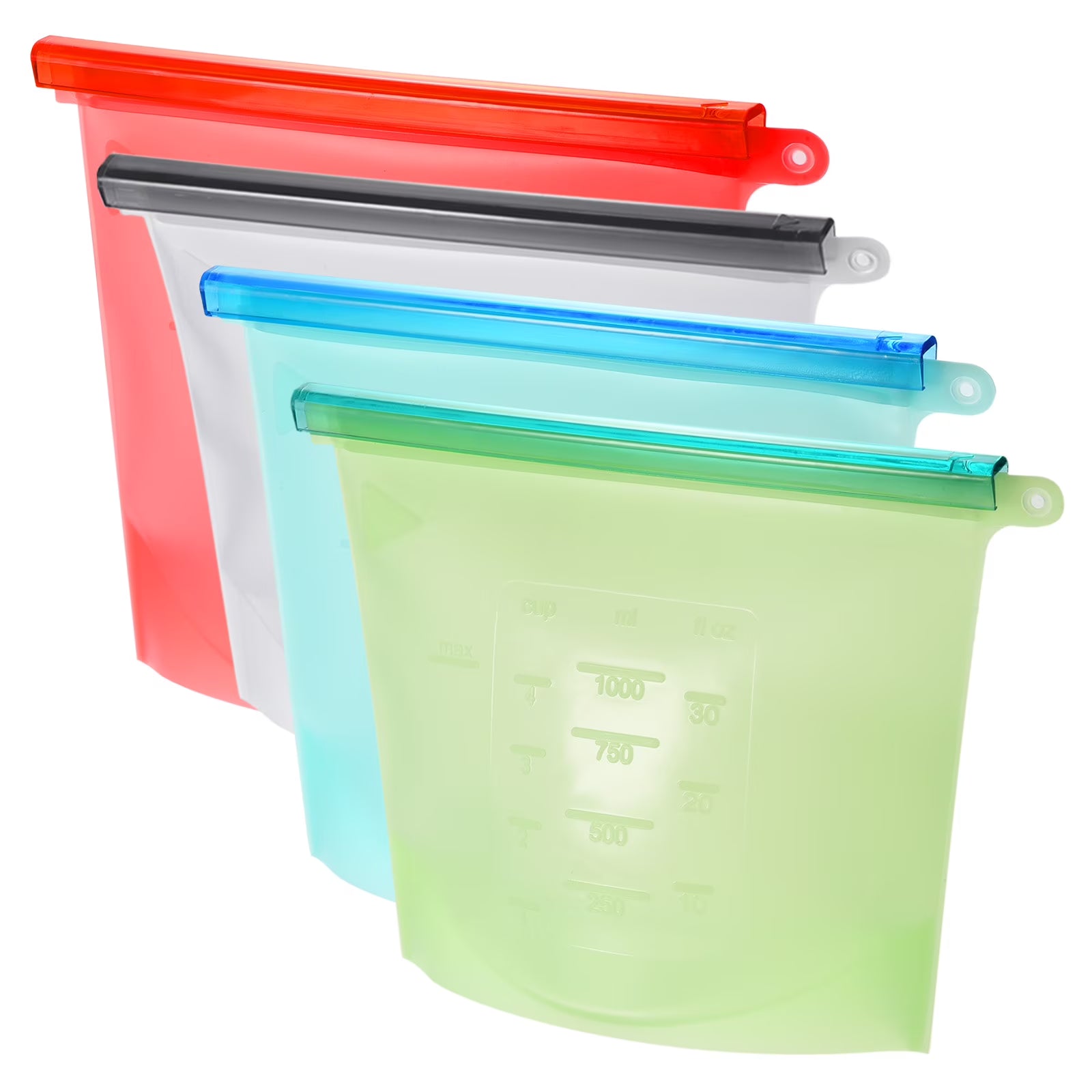 Multicolor Silicone Reusable Food Storage Bags 4Pcs K551890
