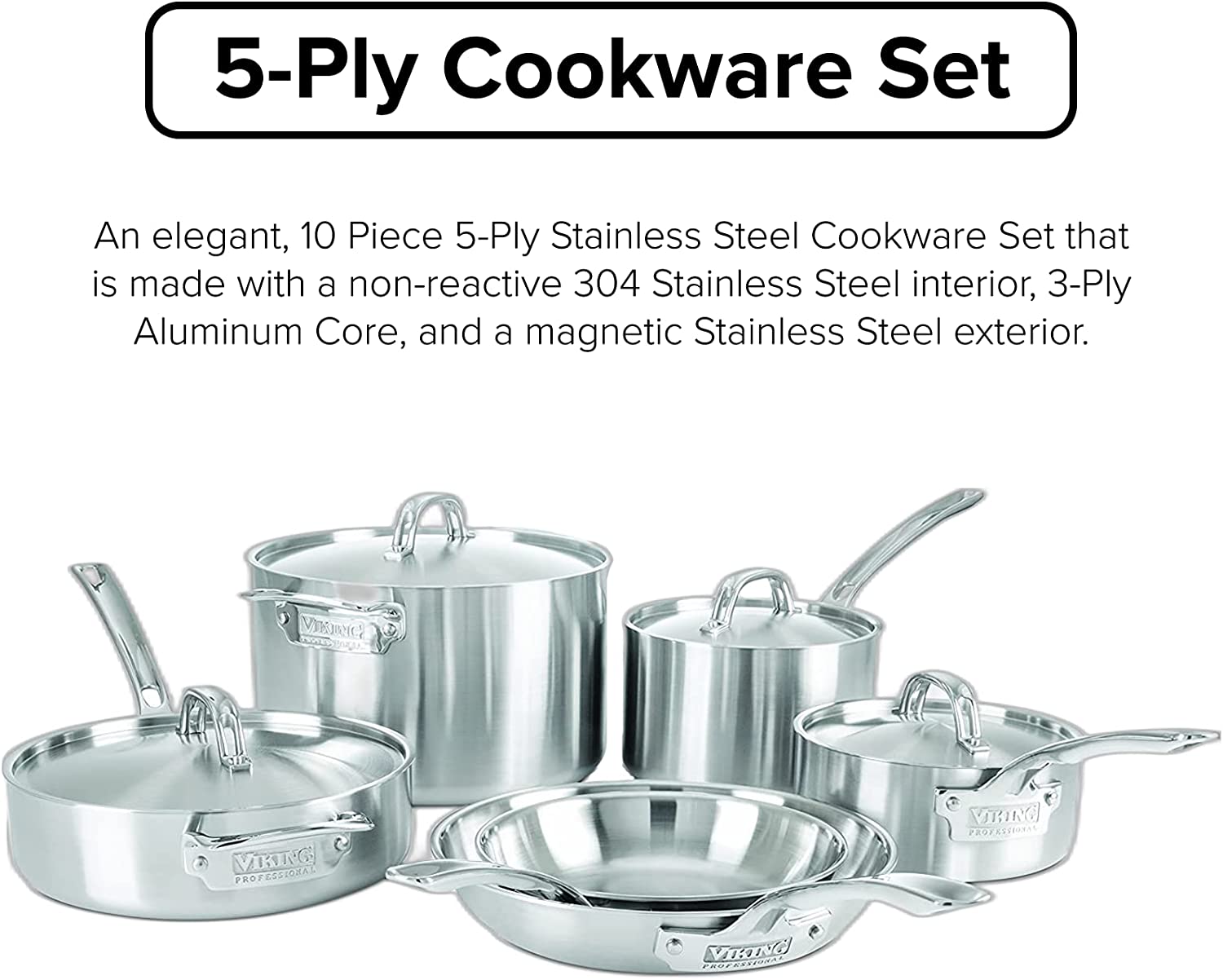 5-Ply Stainless Steel Cookware Set 10 Piece D423226