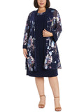 Plus 2PC Jacket Midi Dress V1364
