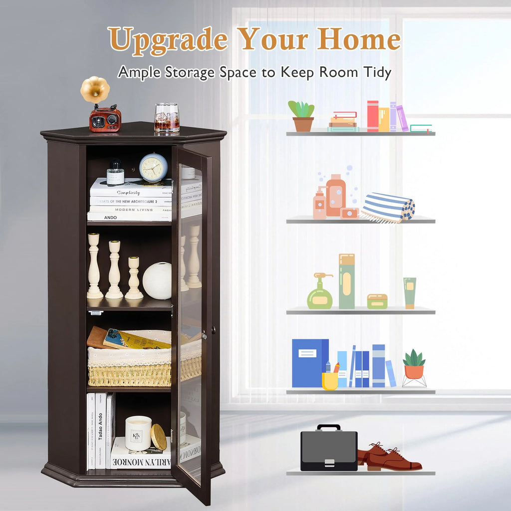 Freestanding Bathroom Cabinet with Glass Door, MDF Board with Painted Finish U6960