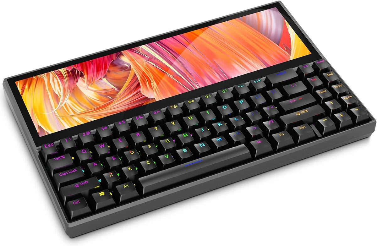 Mechanical Keyboard with 12.6 Inch Touchscreen, 71 Keys RGB LED Backlit, Black A369