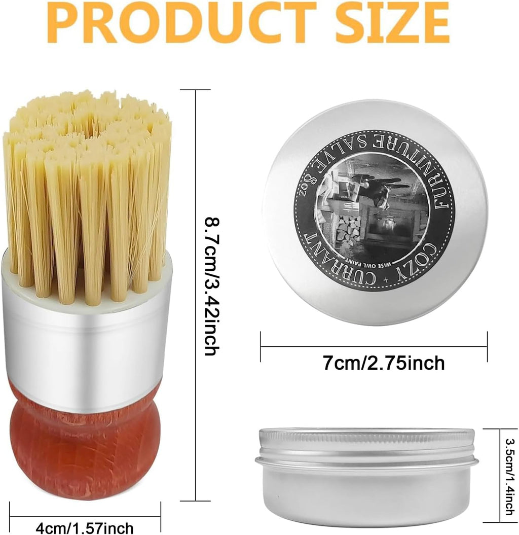 4oz Leather Recoloring Balm Wood Cleaner with Boar Bristle Brush Kit O175620