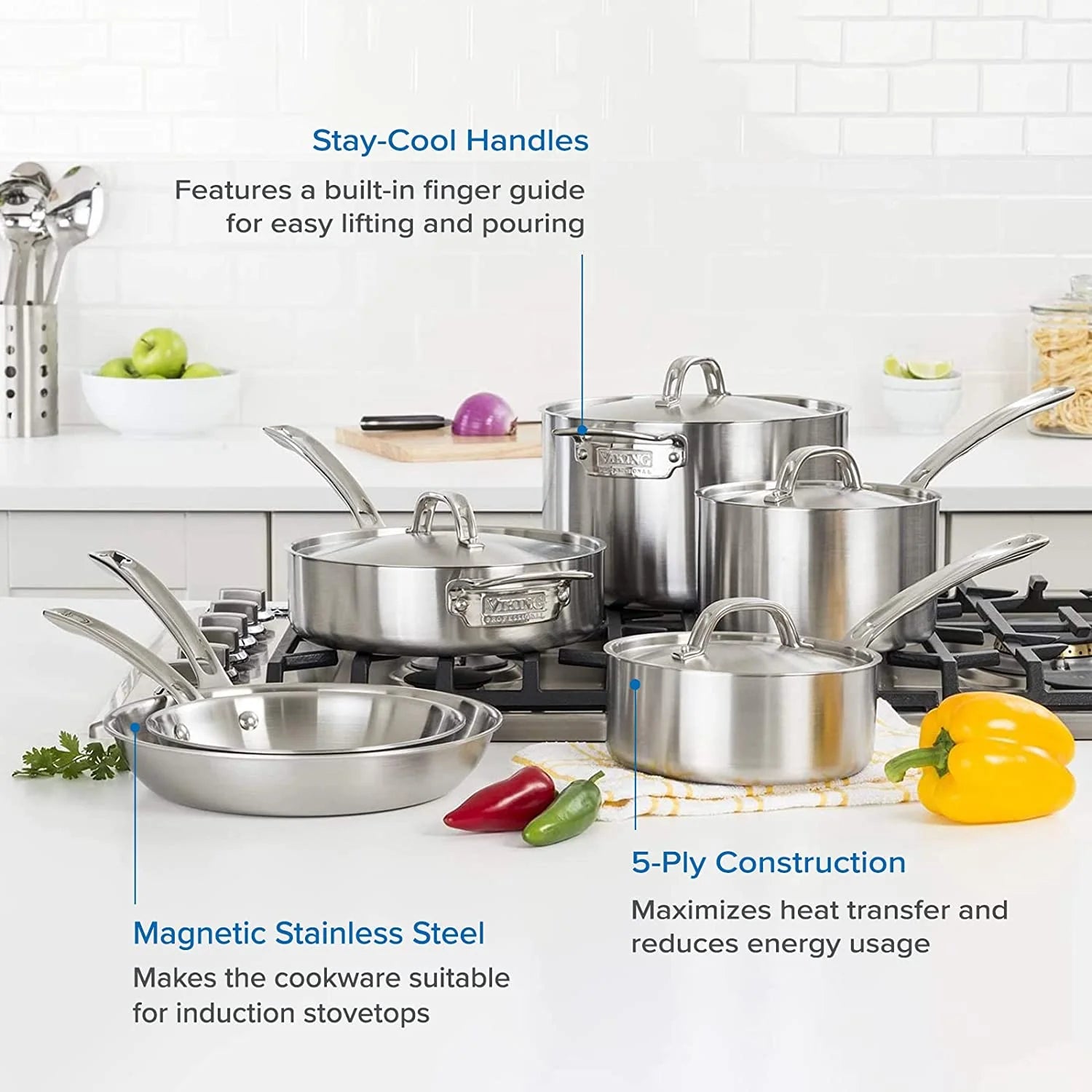 5-Ply Stainless Steel Cookware Set 10 Piece D423226