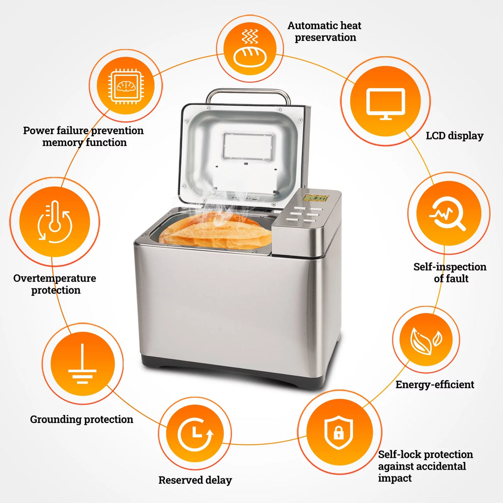 19-in-1 2LB Stainless Steel Bread Maker L4603