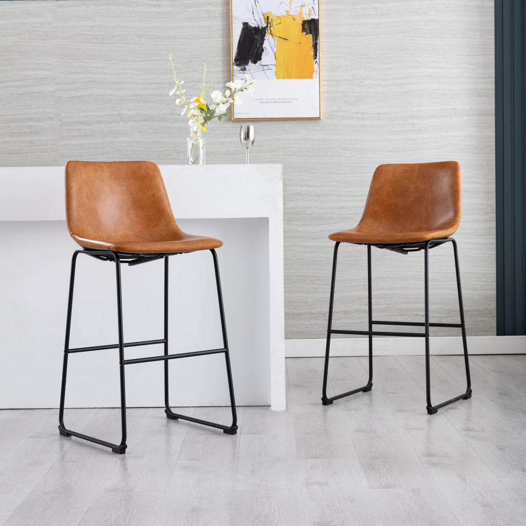Faux Leather 30-inch Bar Stool (Set of 2) Camel X572