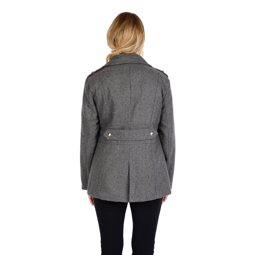 Charcoal Grey Wool Blend Double Breasted Peacoat Z3945
