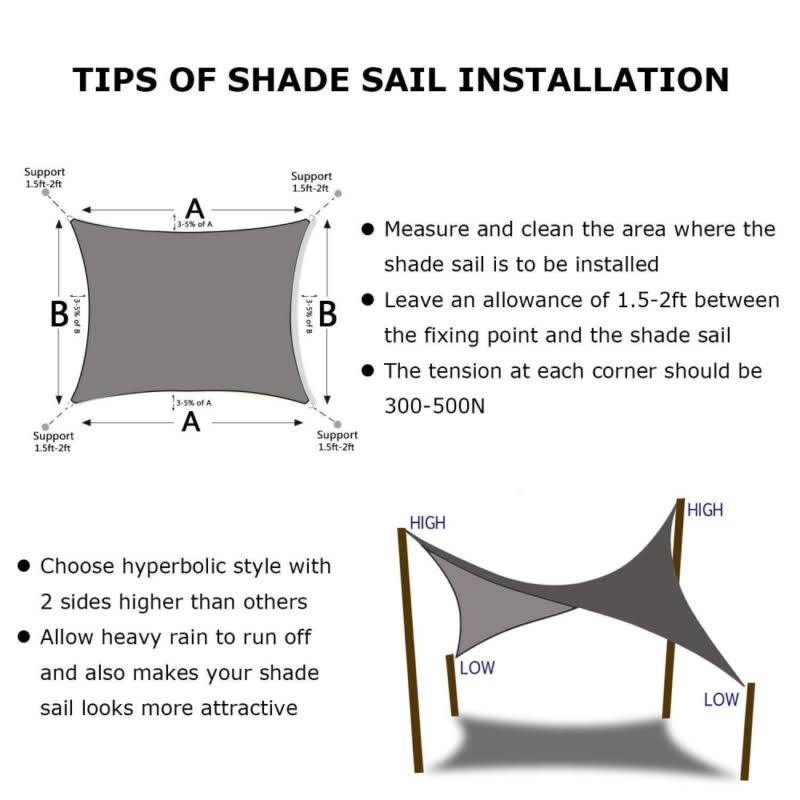 7x13 Rectangle Sun Shade Sail Canopy Sunshade K1294
