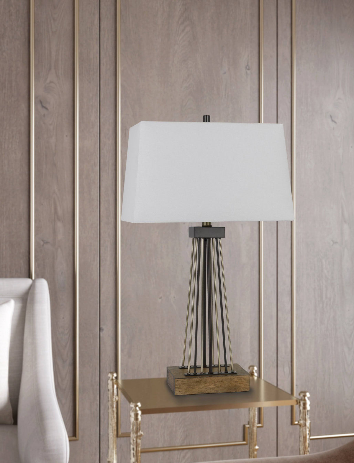 Metal and Wood Table Lamp Y90239