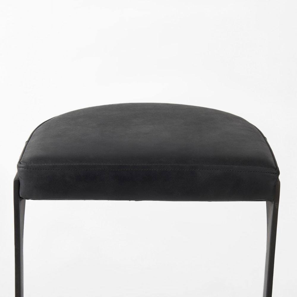 Black Leather Counter Stool with Metal Frame C10453